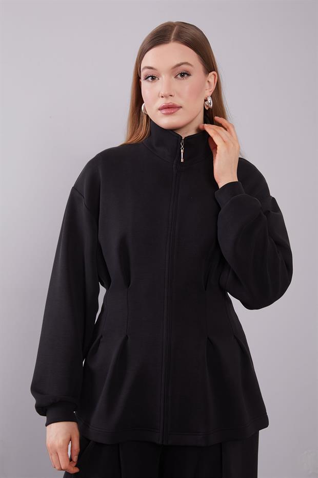 Siyah Belden Oturmalı Pile Detaylı İkili Takım