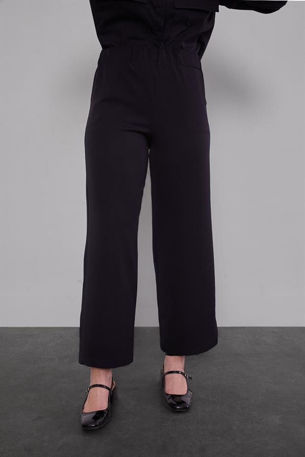 Siyah Beli Lastikli Pantolon