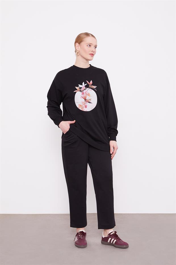 Siyah Belli Lastikli Cepli Spor Pantolon