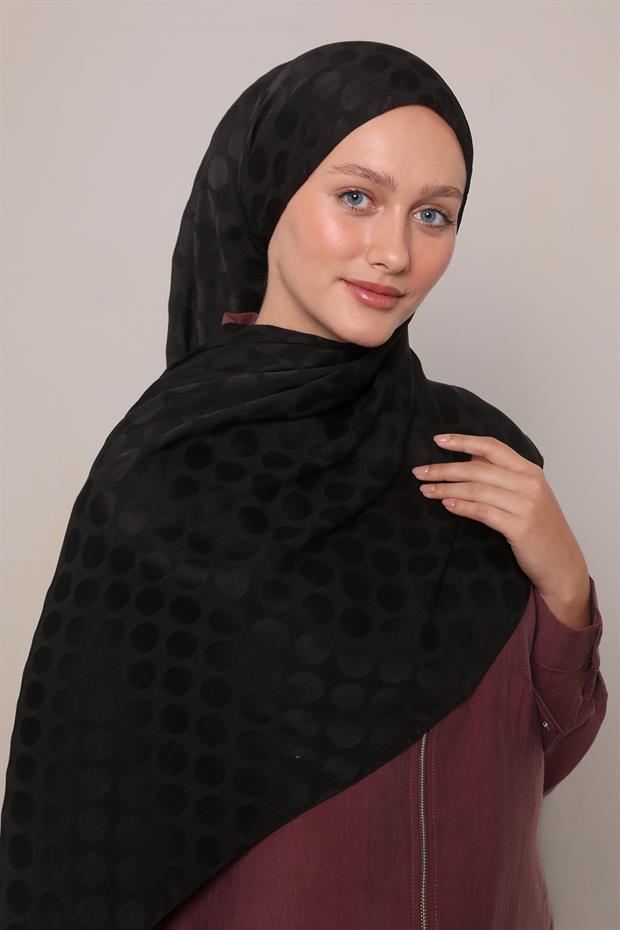 Siyah Benek Desenli Jakar Capri Şal