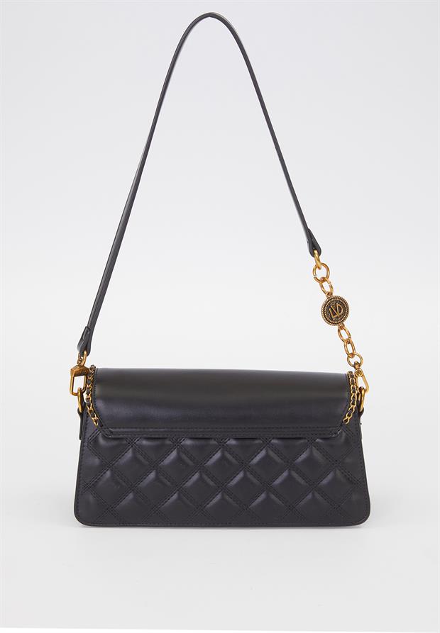 Siyah Burma Kilit Detay Omuz Çantası