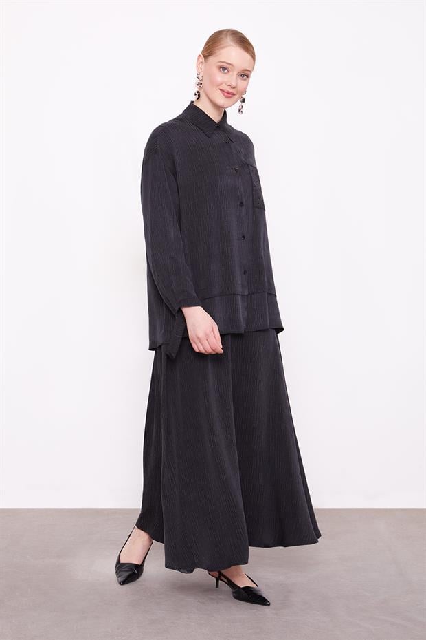 Siyah Cep Detaylı İkili Takım