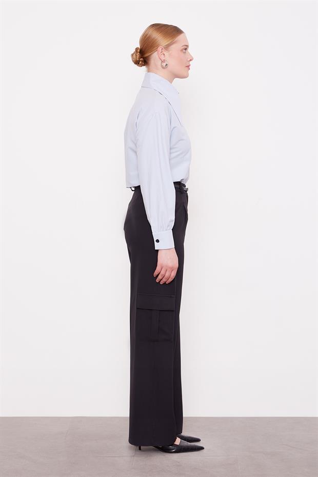 Siyah Cep Detaylı Pantolon