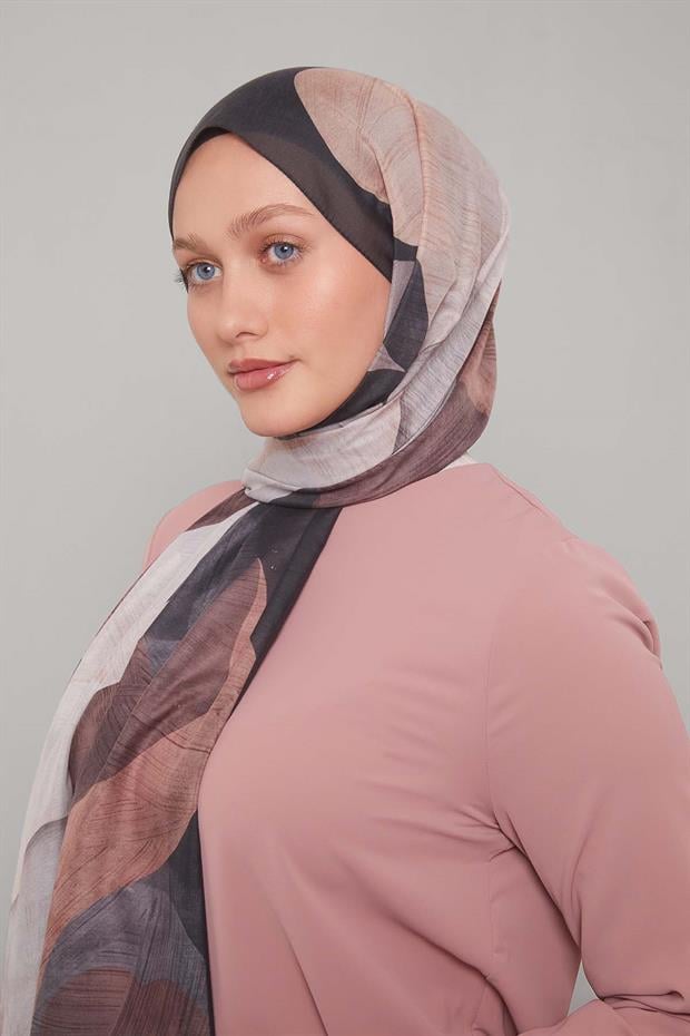 Siyah Çiçek Desen Sport Şal