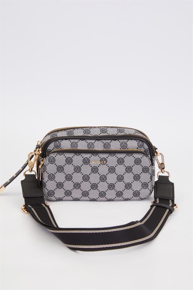 Siyah Çift Bölmeli Kalın Askılı Omuz Çantası