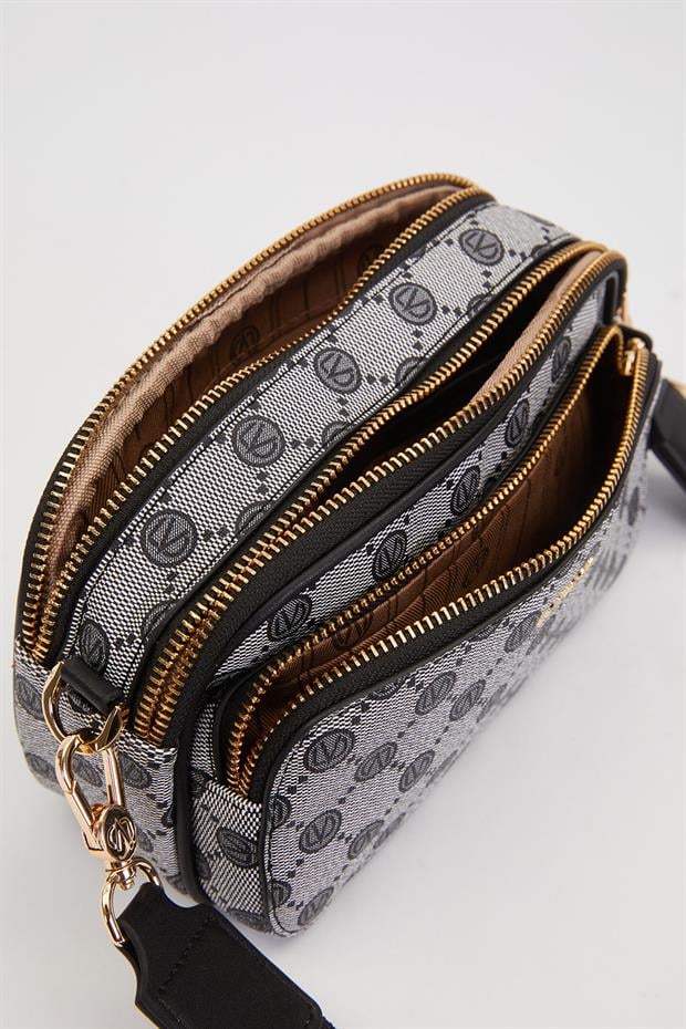 Siyah Çift Bölmeli Kalın Askılı Omuz Çantası