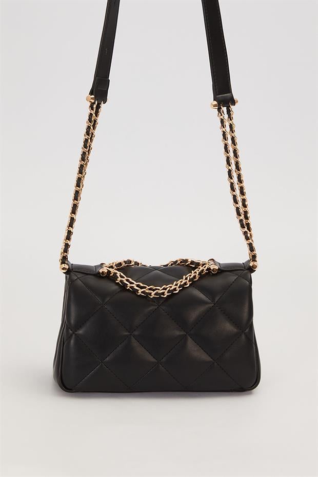 Siyah Çift Zincirli Omuz Çantası