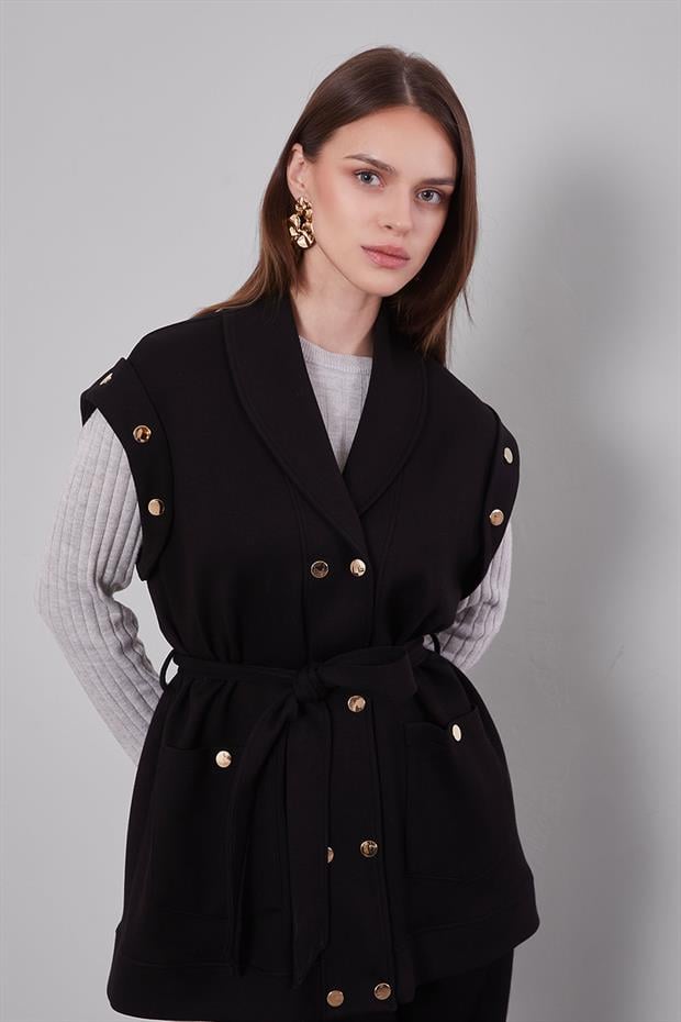 Siyah Çıtçıt Aksesuar DEtaylı İkili Takım