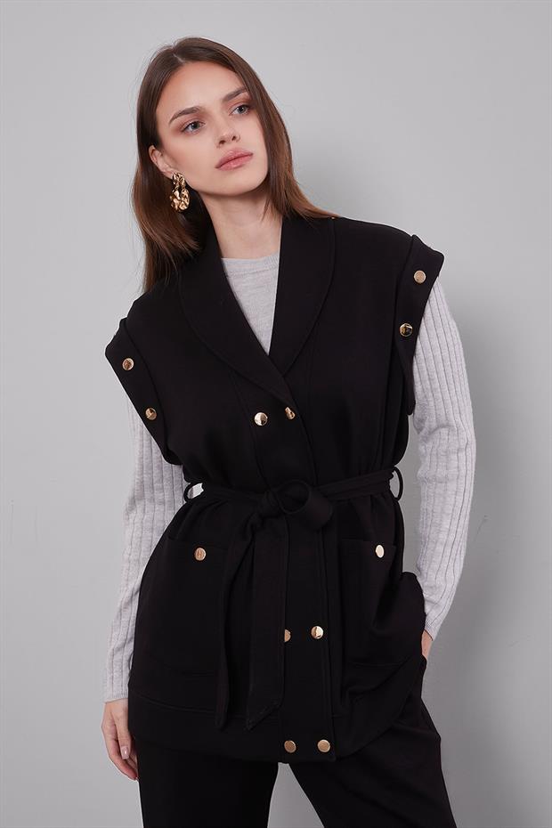 Siyah Çıtçıt Aksesuar DEtaylı İkili Takım