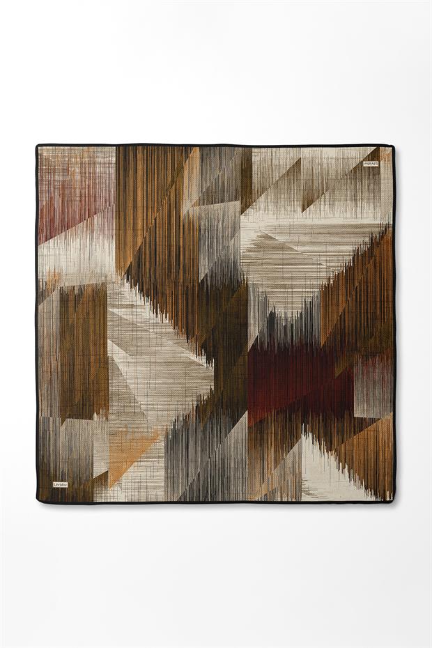 Siyah Çizgi Desen Twill İpek Eşarp