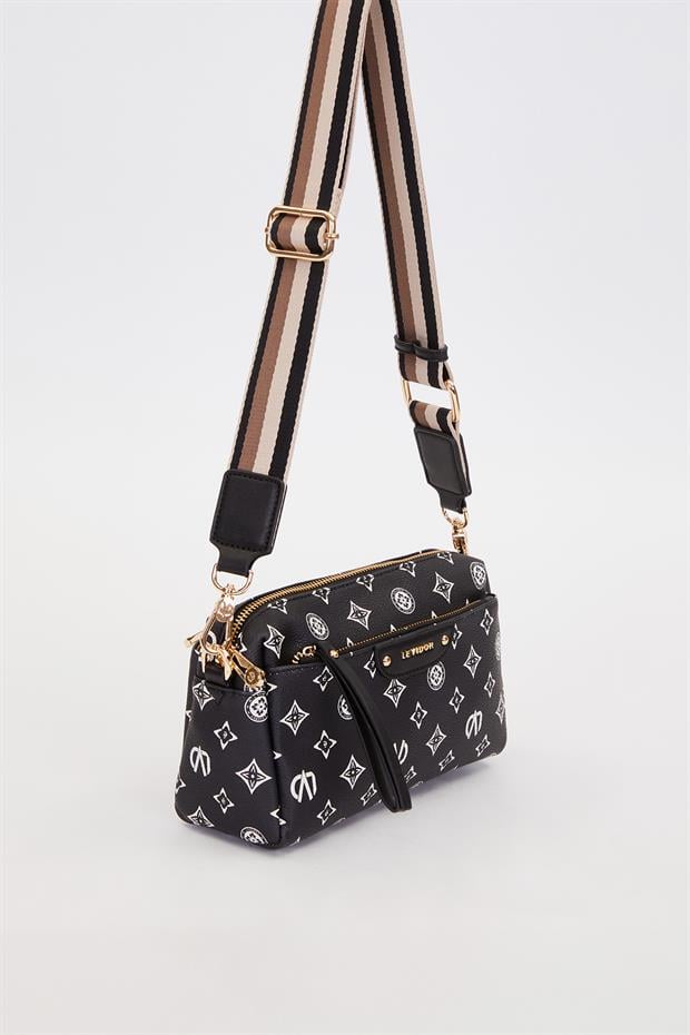 Siyah Çizgi Kuşaklı Omuz Çantası