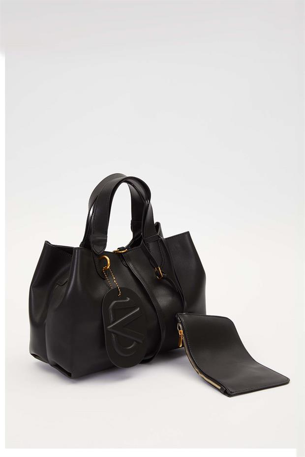 Siyah Cüzdan Detaylı El Çantası