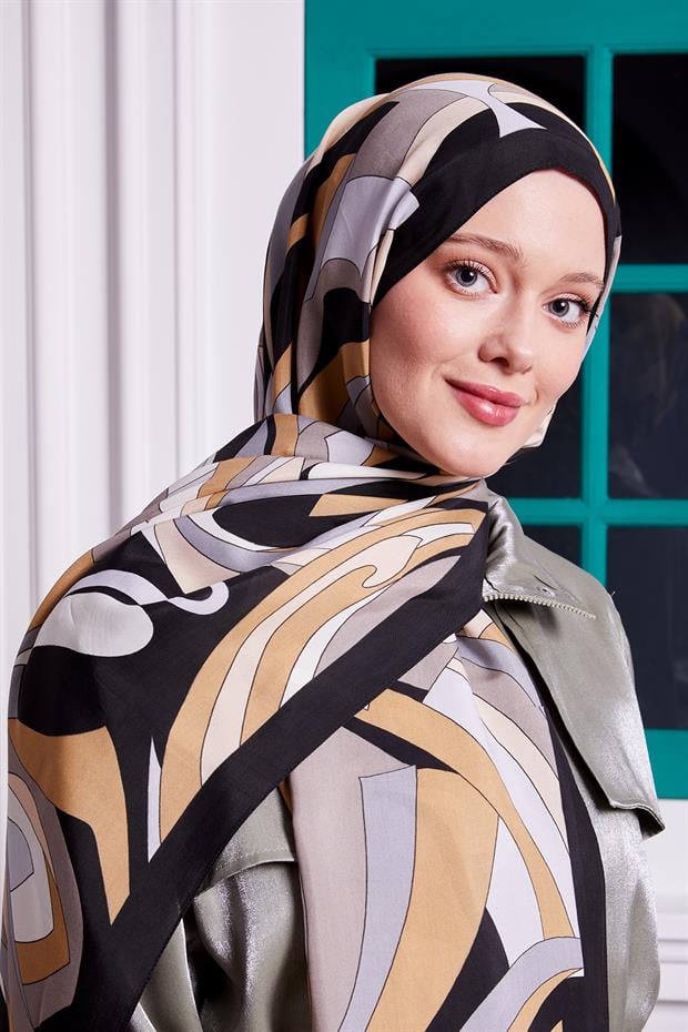 Siyah Damla Desen Royal Şal