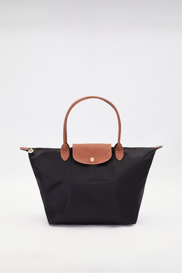 Siyah Deri Askılı Tote Omuz Çantası