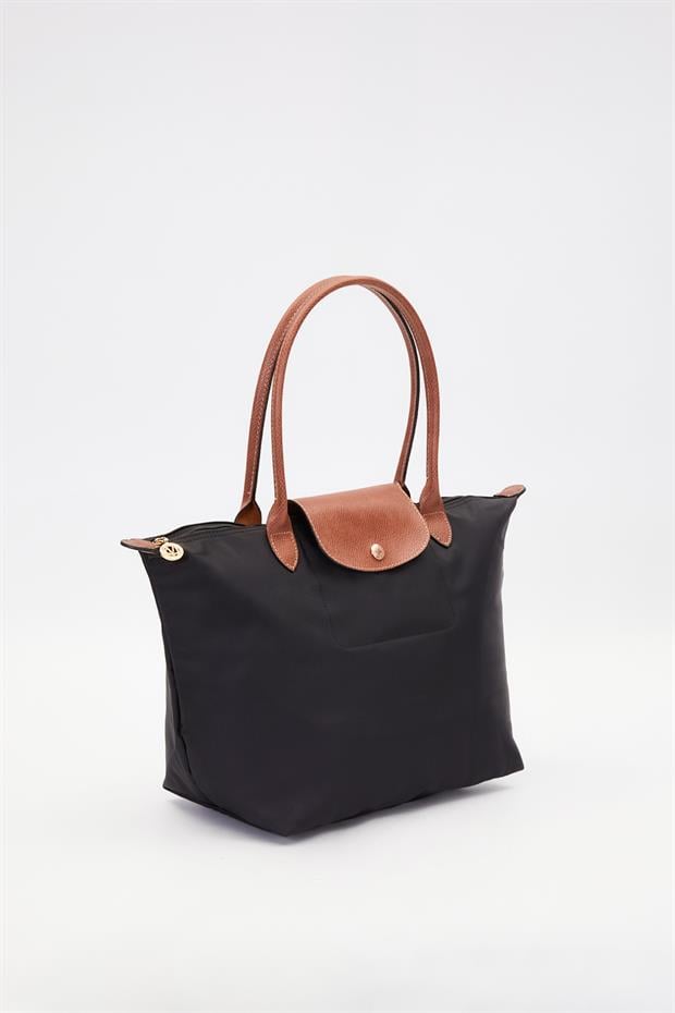 Siyah Deri Askılı Tote Omuz Çantası