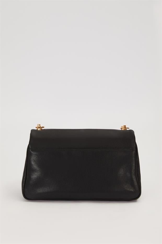 Siyah Desen Tokalı Omuz Çantası