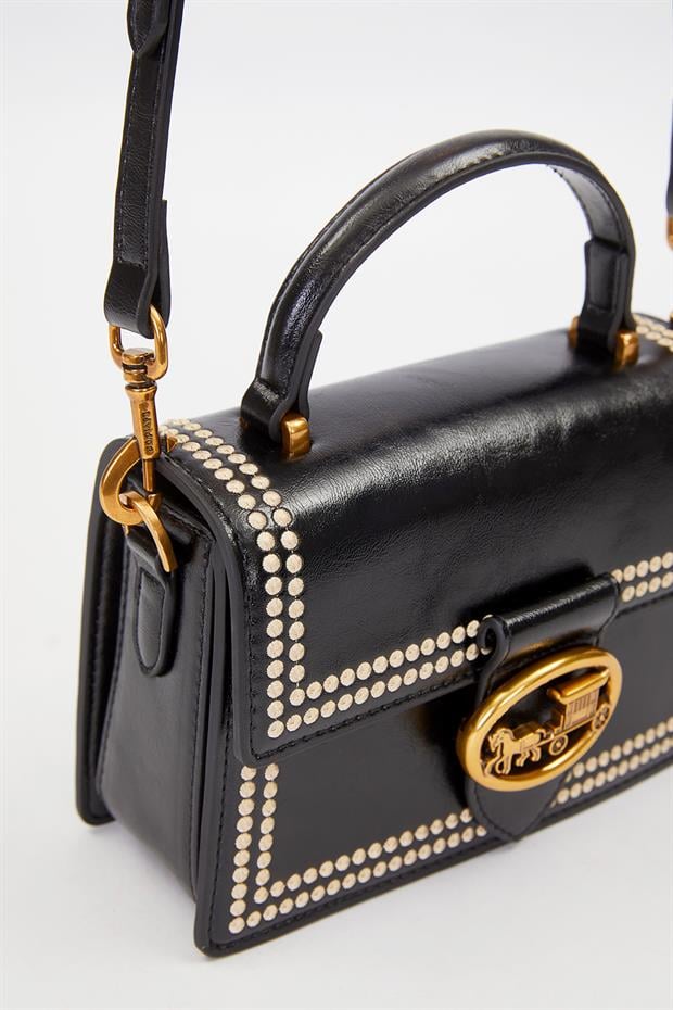 Siyah Desenli Askı Detay Omuz Çantası