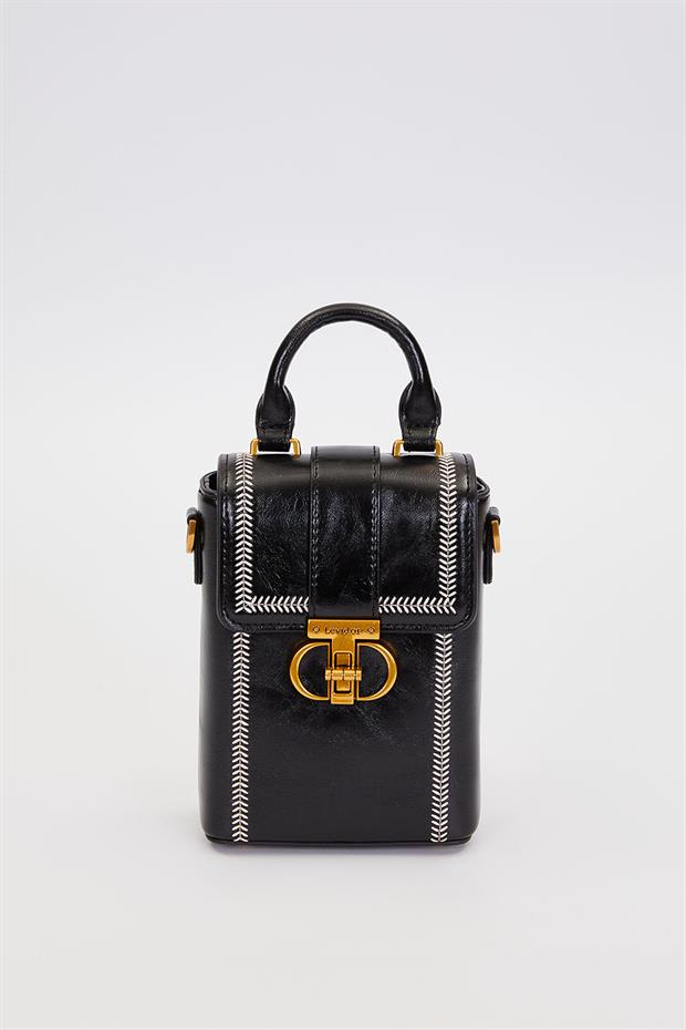 Siyah Dikdörtgen Formlu El Çantası