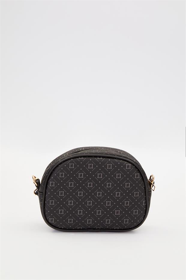 Siyah Dikey Şerit Detatylı Omuz Çantası