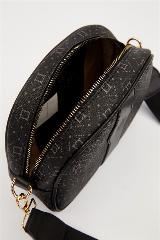 Siyah Dikey Şerit Detatylı Omuz Çantası