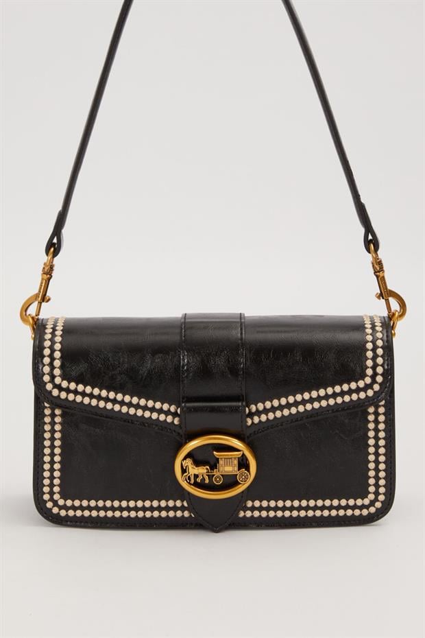 Siyah Dikişli Logo Detay Omuz Çantası