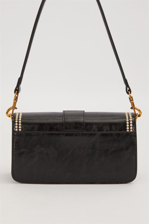 Siyah Dikişli Logo Detay Omuz Çantası