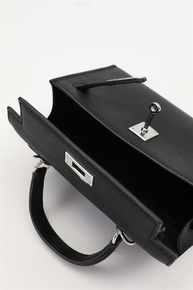 Siyah Döndürme Kilitli El Çantası