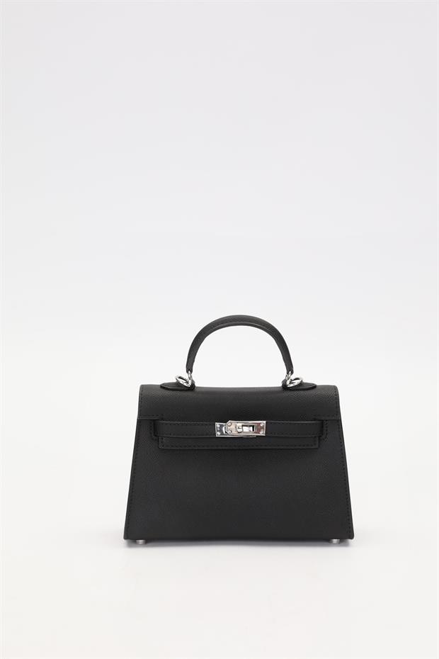 Siyah Döndürme Kilitli El Çantası