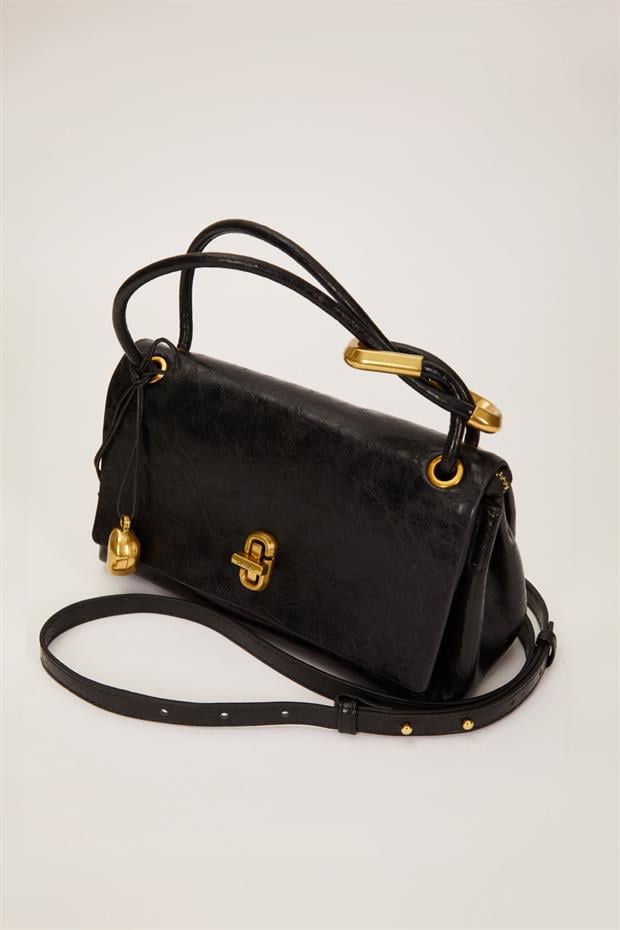 Siyah Düğüm Askı Detaylı El Çantası