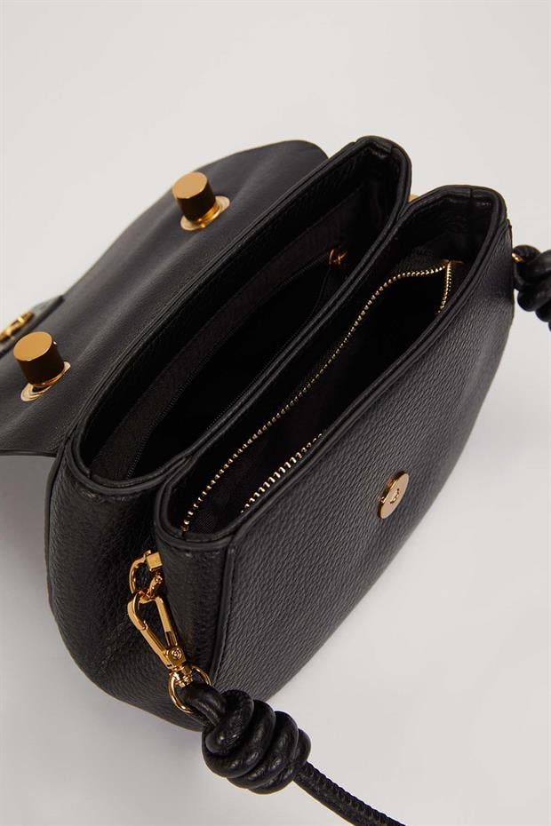 Siyah Düğüm Detay Askılı Omuz Çantası