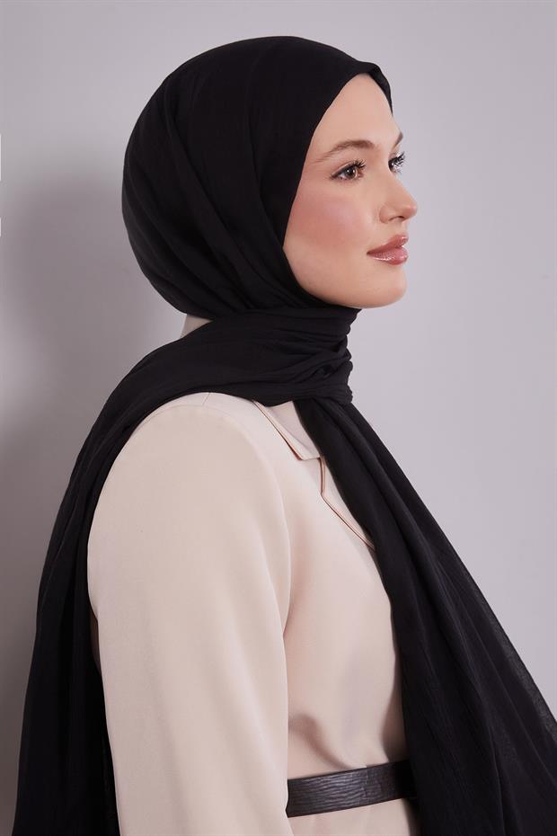 Siyah Düz Hawai Şal