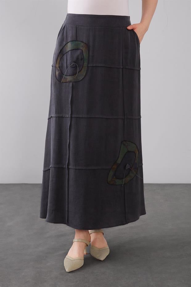 Siyah Ebruli Desenli Cupra İkili Takım