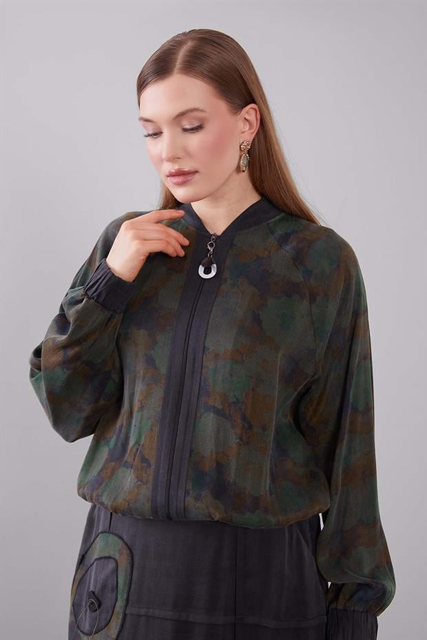 Siyah Ebruli Desenli Cupra İkili Takım