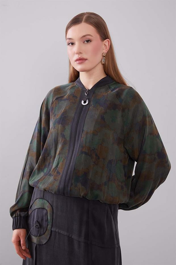 Siyah Ebruli Desenli Cupra İkili Takım