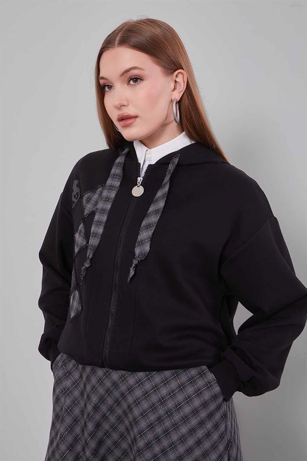 Siyah Ekose Desenli Etek Takım