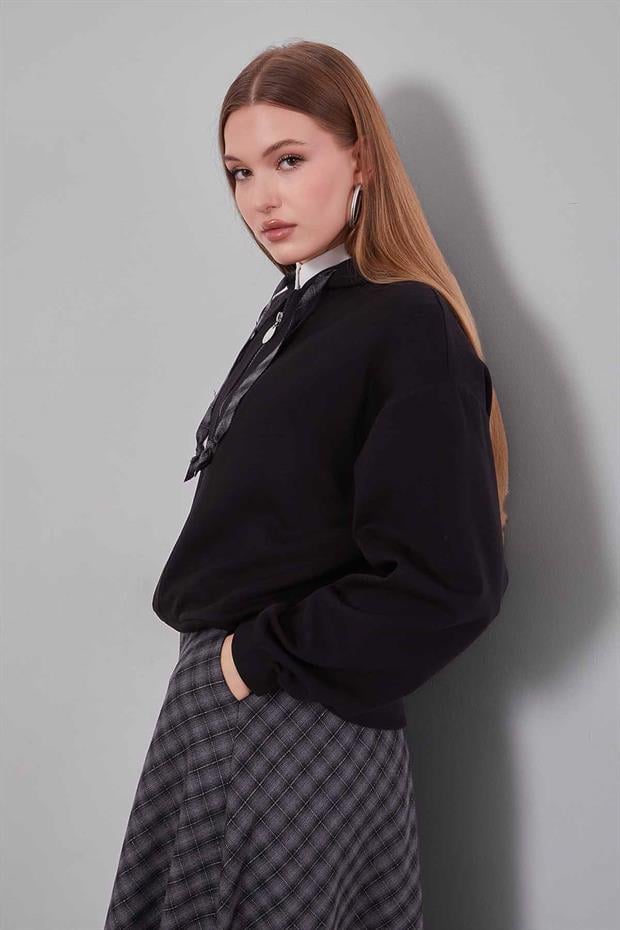 Siyah Ekose Desenli Etek Takım