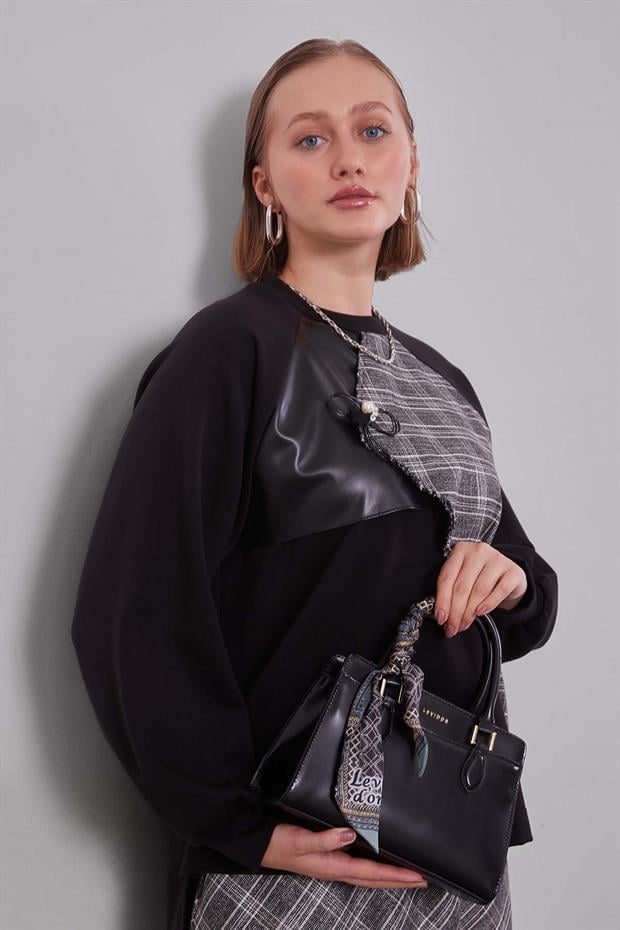 Siyah Ekose Desenli Etek Takım