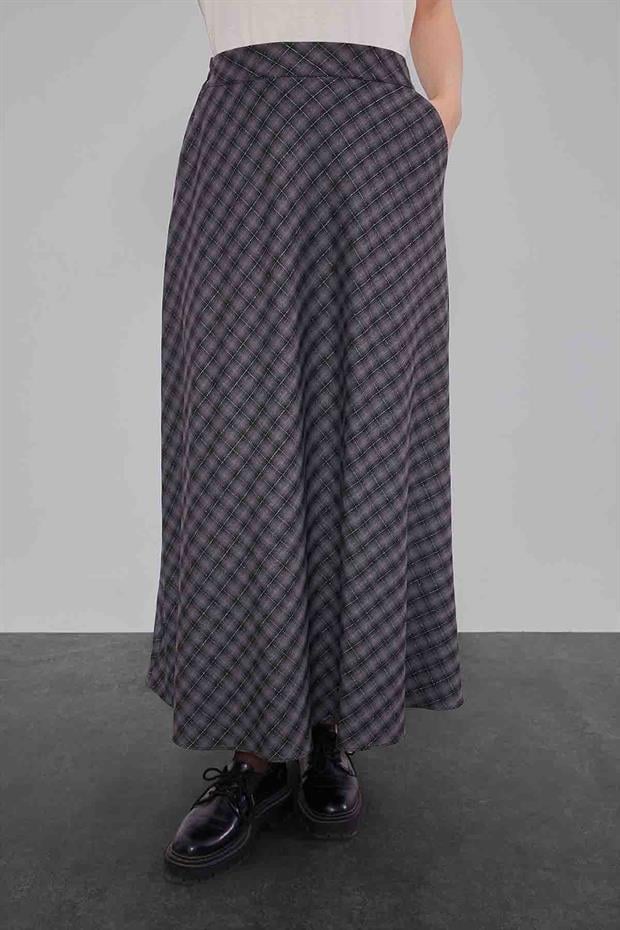 Siyah Ekose Desenli Etek Takım