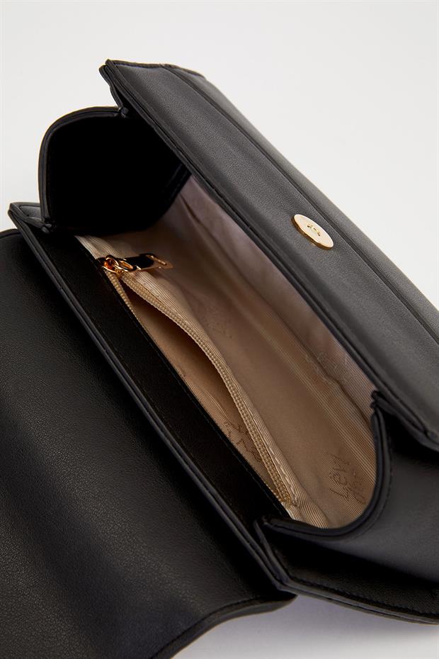 Siyah Elips Görünümlü El Çantası