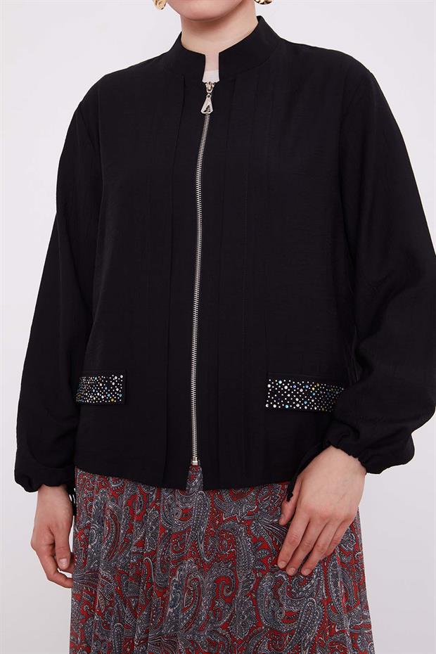 Siyah Etnik Desen Etek Takım