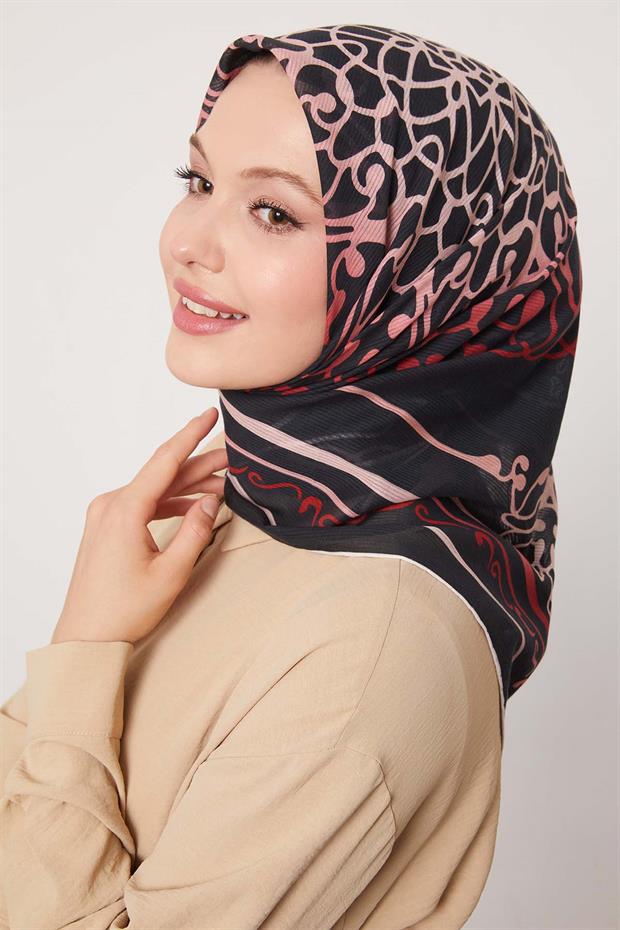 Siyah Etnik Desen Pamuk Eşap