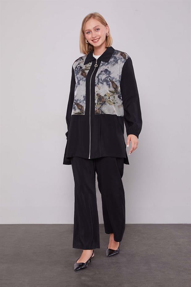 Siyah File Baskılı İkili Takım