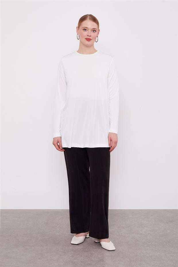 Siyah File Cep Detaylı Üçlü Tunik Takım