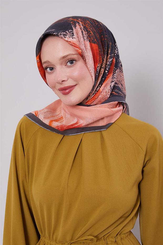 Siyah Fırça Desen Pamuk Eşarp