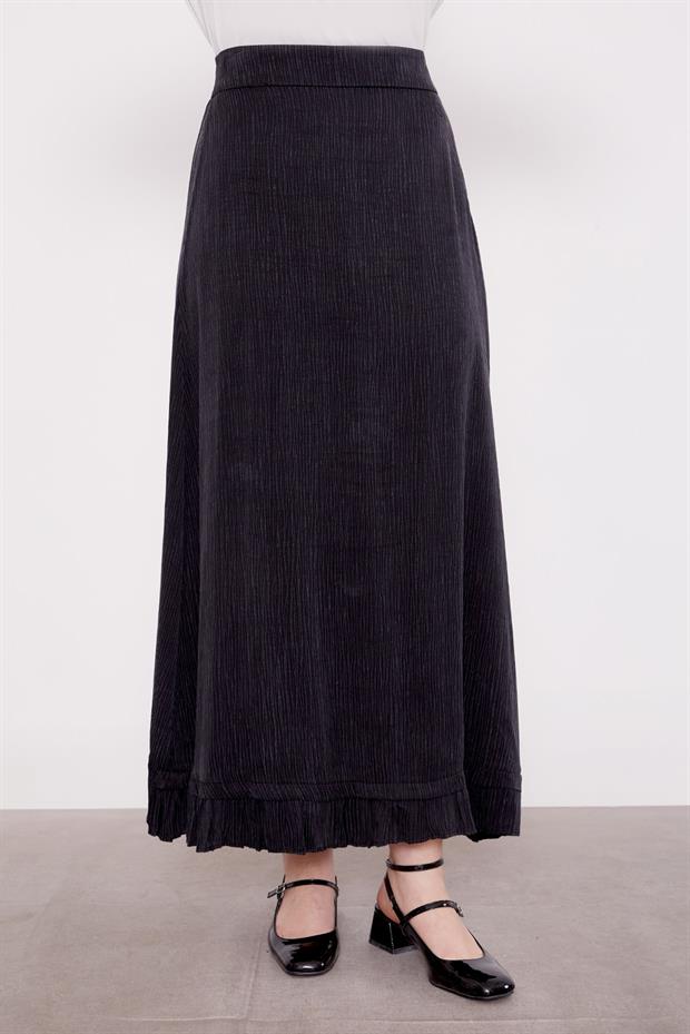 Siyah Fırfır Detaylı Cupra Etek Takım