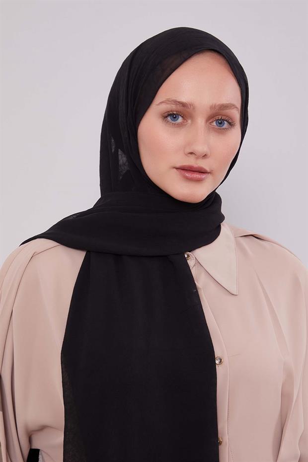 Siyah Frozen Krep Şal