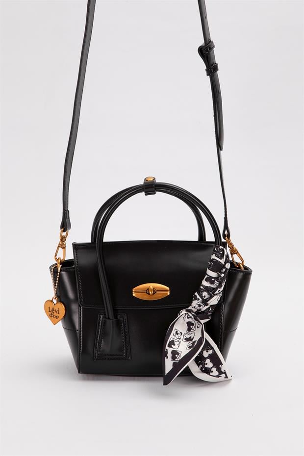 Siyah Fular Detaylı Omuz Çantası