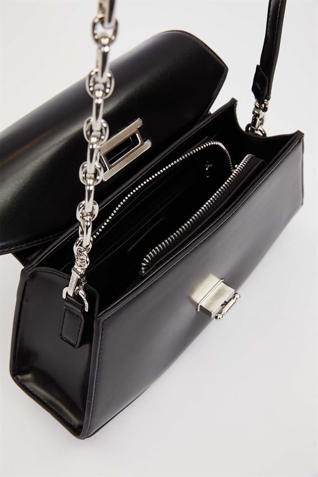 Siyah Geometrik Model Omuz Çantası