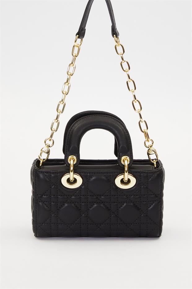 Siyah Gold Zincir Detaylı Omuz Çantası