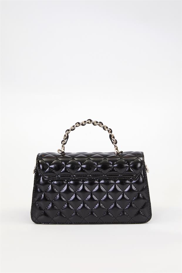 Siyah Gül Baskılı El Çantası